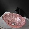 Oval Tempered Glass Sink Bathroom Art Sink With Tap Luxury Crystal Washbasin