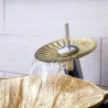 Lotus Leaf Shape Glass Basin Bathroom Countertop Waterfall Vessel Sink Tap Sink and Faucet Set