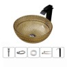 Round Shaped Modern Wash Basin Countertop Glass Bathroom Sinks With Water Faucet