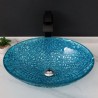 Tempered Glass Oval Shape Art Basin Bathroom Sink With Tap Crystal Vessel Sink