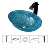 Tempered Glass Oval Shape Art Basin Bathroom Sink With Tap Crystal Vessel Sink