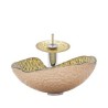 Gold Irregular Glass Basin Bathroom Countertop Waterfall Vessel Sink Tap Sink and Faucet Set