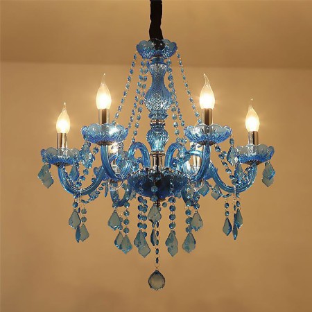 Unique Pendant Light Hotel Living Room European Style Blue Crystal Chandelier