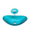 Bule Color Ingot Glass Basin Bathroom Countertop Waterfall Vessel Sink Tap Sink and Faucet Set