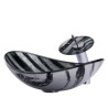 Yuanbao Special Stripes Basin Tempered Glass Vessel Sink with Waterfall Faucet