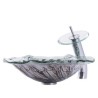 Sink and Faucet Set with a Unique Design Bathroom Counter Top Basin Waterfall Tap Vessel Sink