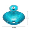 Blue Color Basin Bathroom Countertop Waterfall Vessel Sink Tap Round Sink and Faucet Set