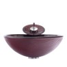 Tempered Glass Bathroom Vessel Sink with Retro Round Basin and Waterfall Faucet