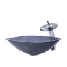 Tempered Glass Basin Waterfall Tap Vessel Sink Simple Countertop Sink and Faucet Set