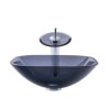 Tempered Glass Basin Waterfall Tap Vessel Sink Simple Countertop Sink and Faucet Set