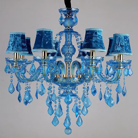 Living Room Bedroom Large Blue Crystal Chandelier European Pendant Light