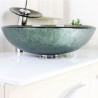 Waterfall Faucet Water Drain Mounting Ring Modern Round Golden Tempered Glass Sink and Faucet Sets