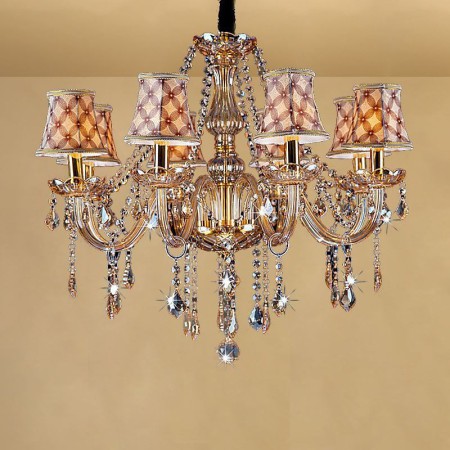 Amber Color Pendant Light Bedroom Living Room Large European Crystal Chandelier