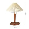 Pull Chain Switch European Retro Pleated Table Lamp With Wood Base For Living Room