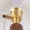 Pull Chain Switch European Retro Pleated Table Lamp With Wood Base For Living Room