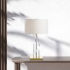 Fabric Lamphade Bedroom Study Desk Reading Light Modern Glass Table Lamp Stacked Glass Cubes