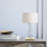 Fabric Lamphade Bedroom Study Desk Reading Light Modern Glass Table Lamp Stacked Glass Cubes