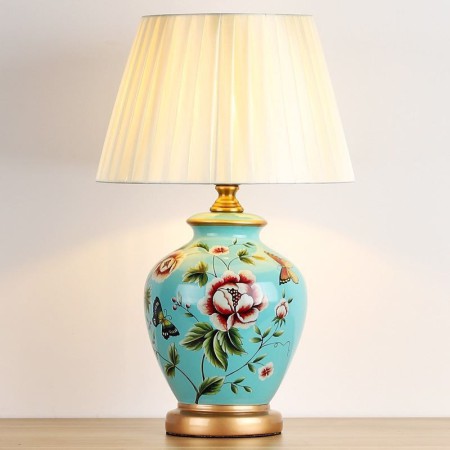 Bedroom Living Room Modern Ceramic Table Lamp Flower And Animal Pattern Counter Lamp