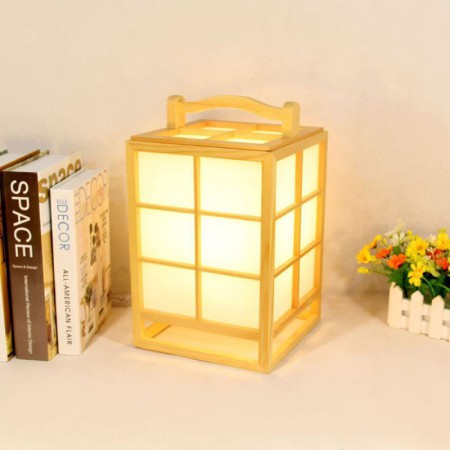 Modern Wooden Lantern Bedside Hotel Room Lighting Creative Table Lamp