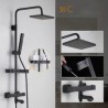 Rainfall Shower Mixer Tap Set With Tub Spout in Black Thermostatic Shower Faucet System