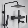 Rainfall Shower Mixer Tap Set With Tub Spout in Black Thermostatic Shower Faucet System