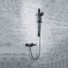 Slider Bar Handheld Shower with Tub Spout in Black Thermostatic Valve Shower System