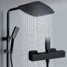 Rainfall Stainless Steel Mixer Shower Set Black / Chrome Exposed Thermostatic Shower System