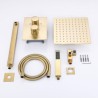 10 Inch Rain Shower System with Thermostatic Shower Faucet Set in Brushed Gold