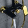 Hot and Cold Shower Faucet Black + Gold European Modern Copper Shower Sets