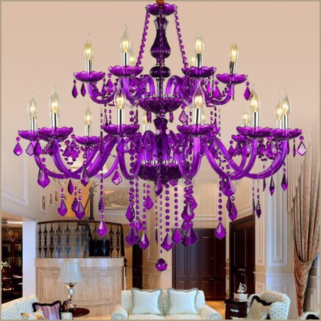 Purple Pendant Light Bedroom Living Room European Style Crystal Chandelier