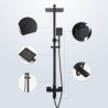 Lifting Shower Rod Rotatable Spout Black Stainless Steel Shower Faucet Set