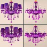 European Style Purple Pendant Light Living Room Bedroom Elegant Crystal Chandelier