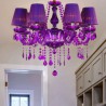 European Style Purple Pendant Light Living Room Bedroom Elegant Crystal Chandelier