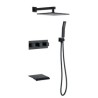 Nickel Brushed/Black Rainfall Shower Faucet Set Head And Hand Shower With Waterfall Tub Tap Set