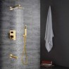 Golden In-Wall Bathroom Shower Faucet Set with Hand Shower