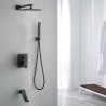 Elegant Wall Mount Rainfall Shower System Black/Nickel Brushed Shower Faucet Set