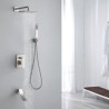 Elegant Wall Mount Rainfall Shower System Black/Nickel Brushed Shower Faucet Set