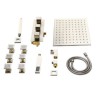 Brushed Nickel Luxurious LED Shower Faucet Square Rain Shower System with Hand Shower and Body Sprays