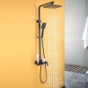 Wall Mounted Rain Shower System with Shower Head and Hand Shower in Black