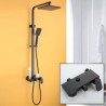 Wall Mounted Rain Shower System with Shower Head and Hand Shower in Black