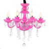 Pink Pendant Light Princess Room Kids Room Unique European Crystal Chandelier