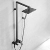 Square Brass Bathroom Shower Faucet Set with Black Exposed Shower System