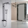 Square Brass Bathroom Shower Faucet Set with Black Exposed Shower System