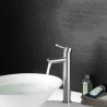 Single Handle Modern Bathroom Sink Faucet in Stainless Steel