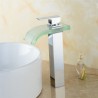 No Battery Required Glass LED Bathroom Sink Faucet Modern Waterfall Vessel Sink Mixer Tap