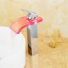 No Battery Required Glass LED Bathroom Sink Faucet Modern Waterfall Vessel Sink Mixer Tap