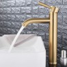 Stainless Steel Bathroom Mixer Tap with Brushed Gold Faucet (Tall)