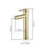 Bathroom Mixer Tap Staineless Steel Basin Faucet in Brushed Gold