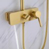 Contemporary Exposed Bathroom Shower System with Gold Brass Bath Shower Mixer Tap