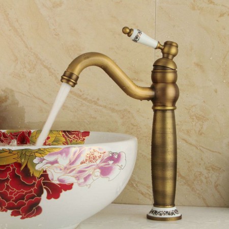 Single Hole Single Handle Antique Brushed Finish Brass Sink Faucet